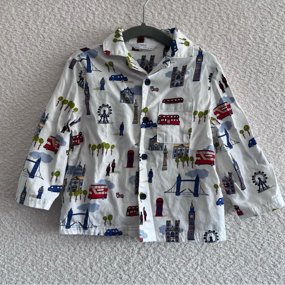 Marks & Spencer M&S Infant London 2 Piece Pajamas Matching Set Size 18-24 Months